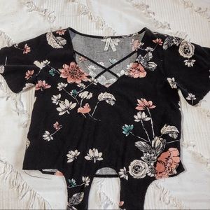 v-neck floral blouse